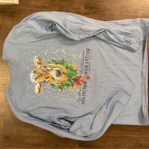 Southern Fried Cotton Light Blue Holiday Cow Shirt